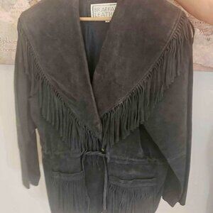 Vintage Braefair western style, fringed grey suede jacket